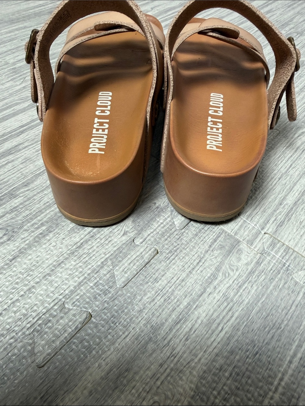 Project Cloud Tan Leather Convertible Strappy Comfort Sandals Size 7.5 - Picture 4 of 6